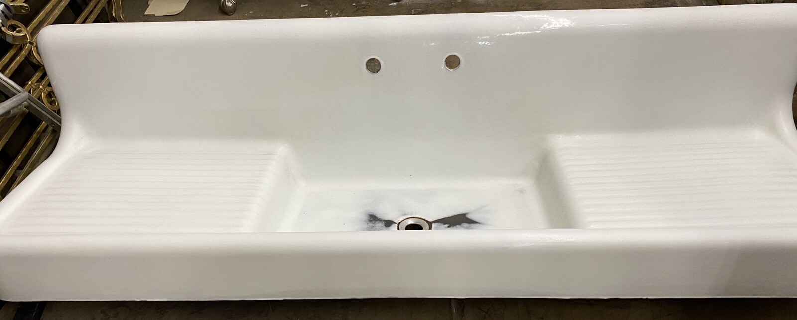 Old Farmhouse Kitchen Sink Double Washboard CastIron 78x22x18 eBay