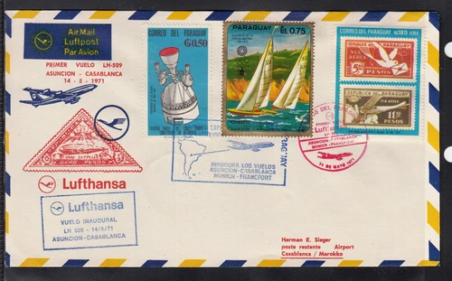 A-18) LUFTHANSA FFC 1971 PARAGUAY to MOROCCO , Asuncion to Casablanca LH 509