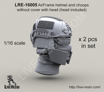 Live Resin 1/16 Airframe Helmet &Choops Set without Helmet Cover &Heads (2 sets)