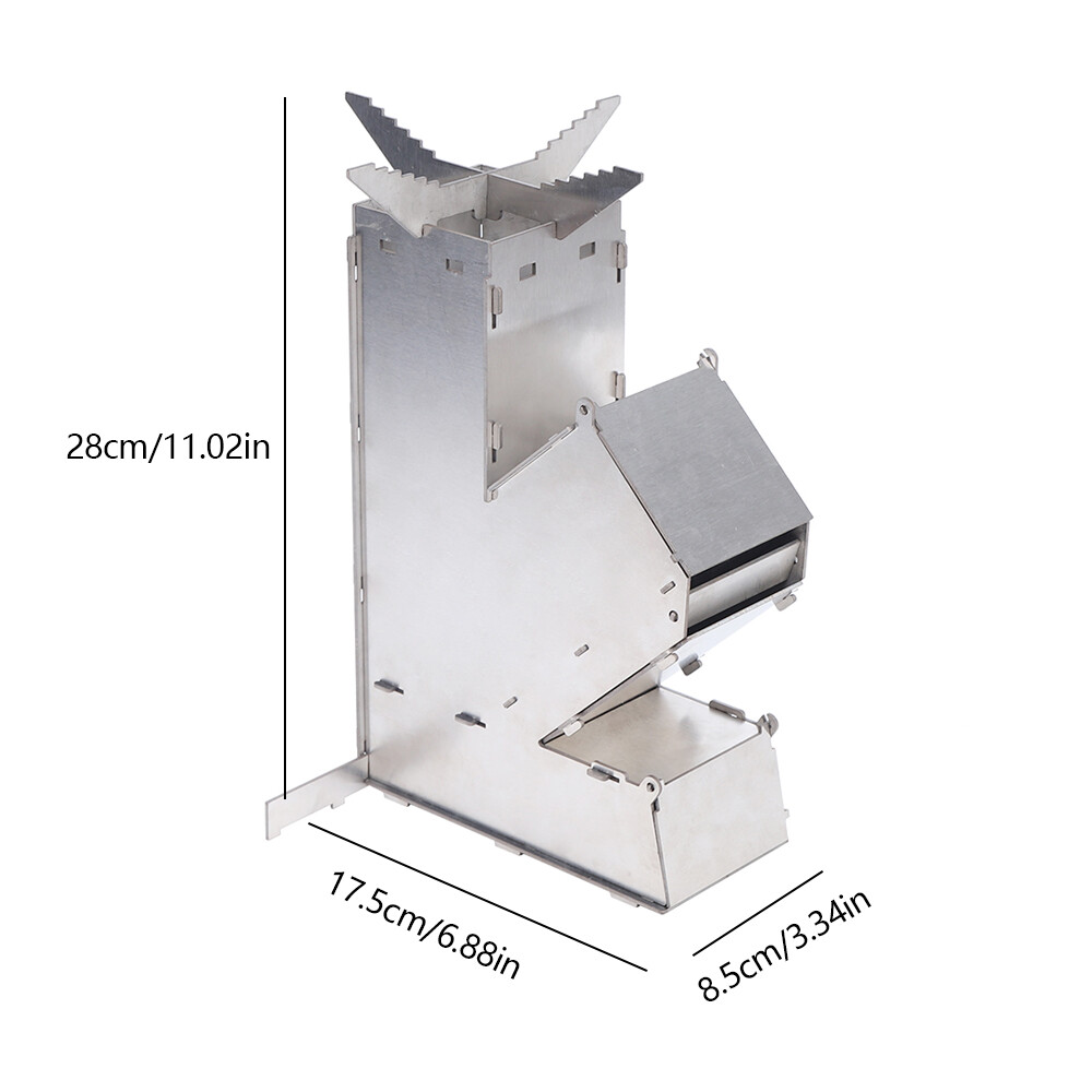 Collapsible Rocket Stove L Shape Camping Backyard Cooking Stove Wood  Burning | eBay
