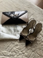 Peter Kaiser Ladies Black and Taupe Court Sling Back Shoes Size UK 4 With Bag