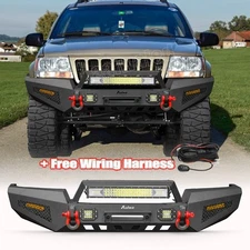 Steel Front Bumper w/Winch Plate + Wiring Fits 1999-2004 Jeep Grand Cherokee WJ