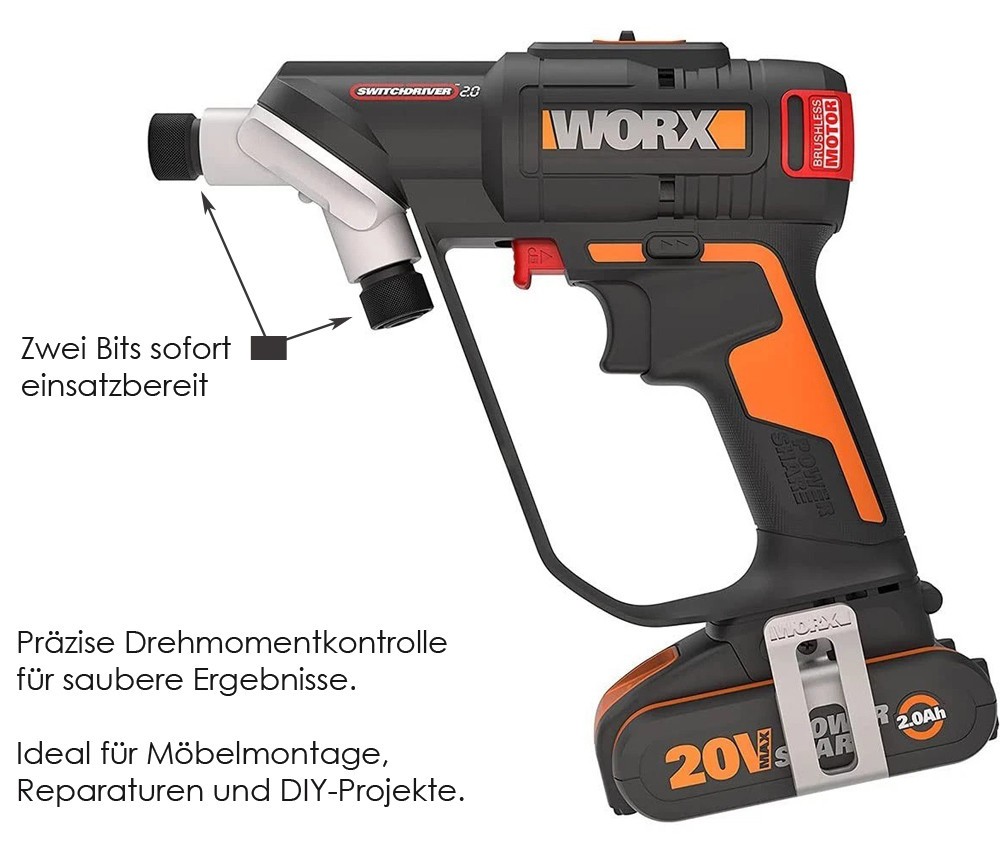 Trapano Avvitatore a Batteria WORX WX177 20V 2.0 foto 2