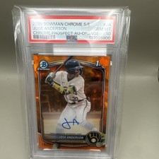 Jose Anderson 2025 Bowman Chrome Sapphire Orange Prospect /25 AU PSA GM MT 10