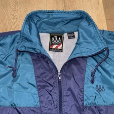 USA Olympic Track Suit Jacket Windbreaker Coat VTG 80s 90s Retro Mens Large