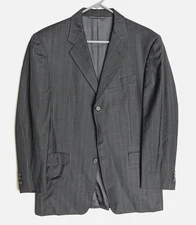 HICKEY FREEMAN Vtg Gray Striped BOARDROOM BLAZER SUIT COAT JACKET Men's 40R