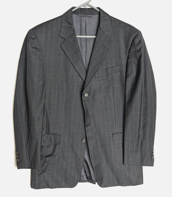 HICKEY FREEMAN Vtg Gray Striped BOARDROOM BLAZER SUIT COAT JACKET Men's 40R