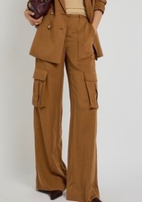 Veronica Beard Whiskey Brown Saul Cargo Pants High Rise Sz 2 NWT 498