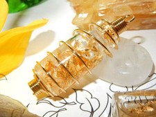 Sonnensteine Anhänger - Citrin & Orangencalcit - Talisman Phiole Freude- Gold
