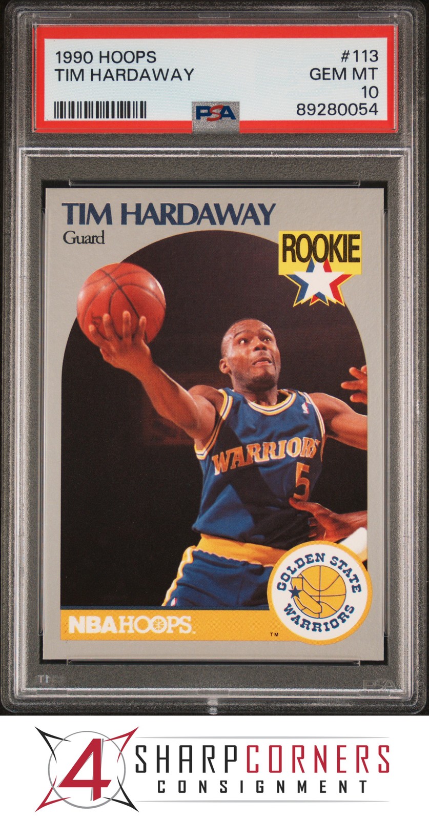 1990 HOOPS #113 TIM HARDAWAY RC WARRIORS HOF PSA 10