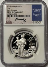 2018 W 1 Oz $100 Platinum American Eagle Life NGC PF70 Early Releases Moy Signed 2699.00 per troy oz