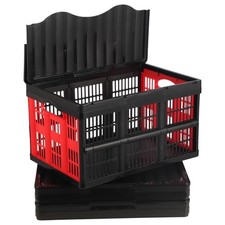 45L Collapsible Storage Bins with Lids, 3 Packs Heavy 45L 3 PK Black Red