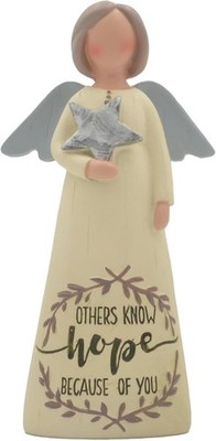 Feder & Gnade Hoffnung Engel mit Stern handbemalt Figur Resin mit Botschaft
