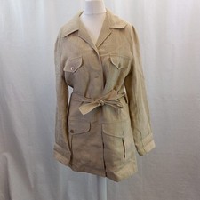 Mulberry 100% Linen Coat Sand Colour Belted Womens UK Size 8