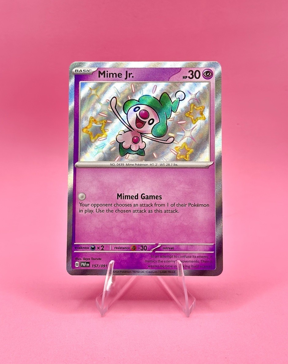 Mime Jr. 157/091 SV: Paldean Fates Shiny Rare Holo Pokemon Card NM