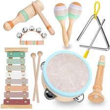 Raimy Musical Instruments Set - Neutral Colors Wooden Montessori Toys Percussion