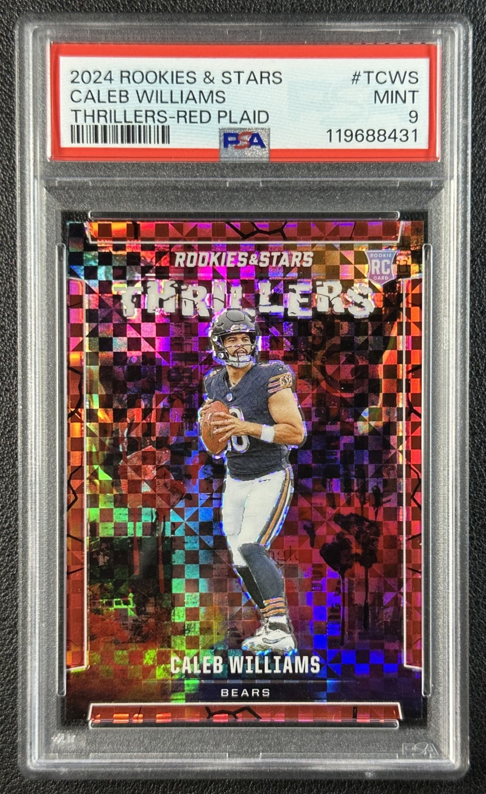 CALEB WILLIAMS PSA 9 2024 PANINI ROOKIES & STARS THRILLERS RED PLAID RC 8431