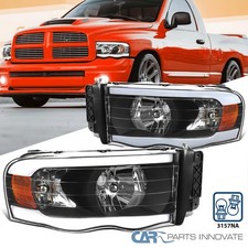 Fits 2002-2005 Dodge Ram 1500 2500 3500 Black Headlights Headlamps Led Tube Lr Fits 2002-2005 Dodge Ram 1500 2500 3500 Black Headlights Headlamps Led Tube Lr