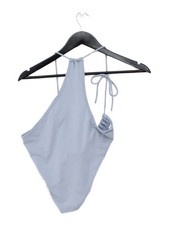 Weekday halter neck one-piece swimsuit in blu...