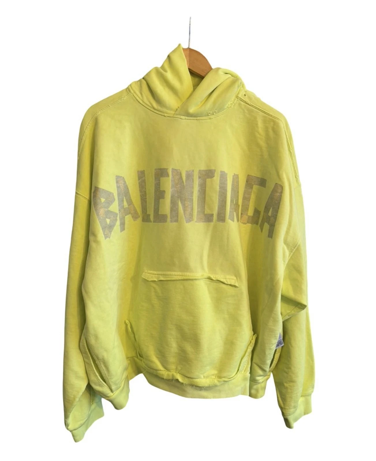 Balenciaga — Balenciaga Tape Logo Hoodie Yellow XL New w/ Tags
