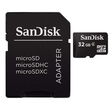 SanDisk 32GB Class 4 MicroSD with microSDHC-SD Adapter, Black UK IMPORT