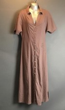 Madewell Dress Womens 0 Dusty Plum Linen Blend Button Front Maxi Shirt Collared