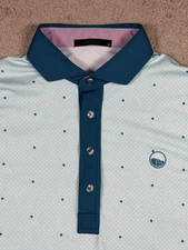 Greyson Teal All Over Print Golf Polo Men’s Medium 