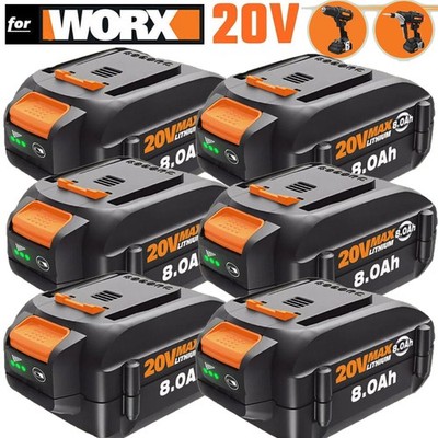 PACK For Worx 20V PowerShare 8.0 Ah Battery WA3575 WA3520 WA3675 WA3674 20 Volt