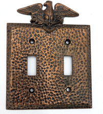 Edmar 90TT MC Co Cover Plate Eagle Double Light Switch Hammered Copper Color Vtg