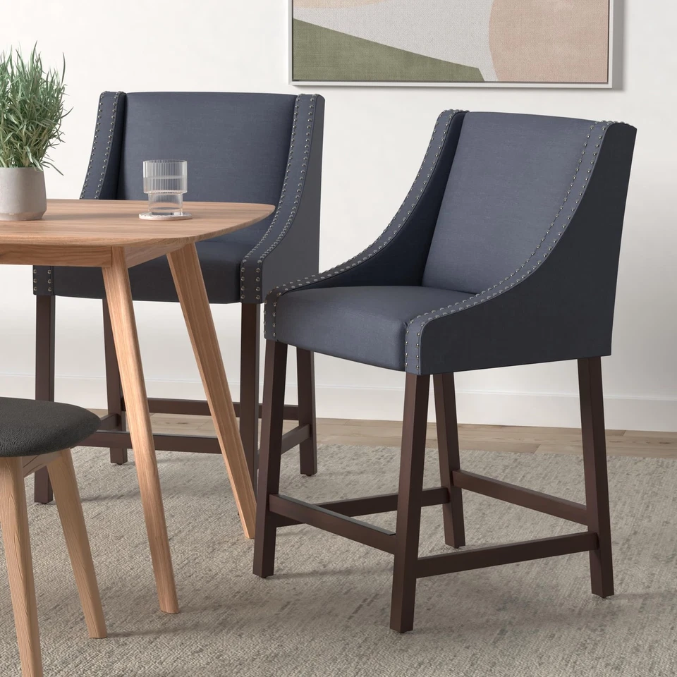 Taburete mostrador Dylan azul marino y espresso Home Collection Foto 2 de 4