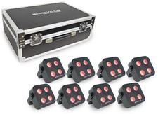 Rockville MINI IR4 CHARGE PACKAGE BLACK 8 DJ Par Wash Up Lights Case App Control