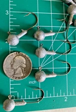 LOT NEW 25+ JIG BALL Head  Round 1/4 Ounce 2/0 Wire HOOKS Unpainted UNFINISHED