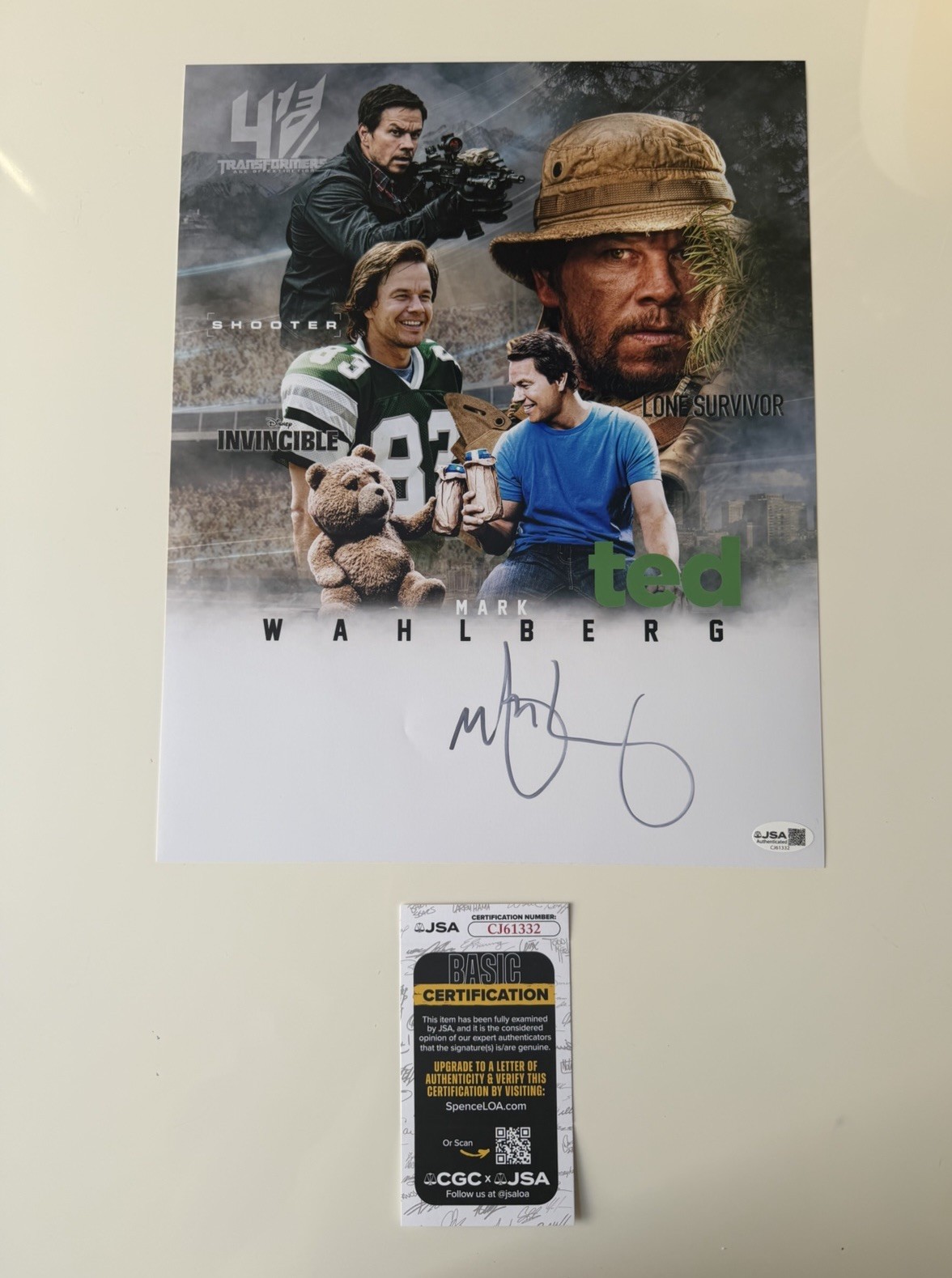 Mark Wahlberg Actor Autographed 11x14 Photo Edit  Ted Movie Star JSA COA