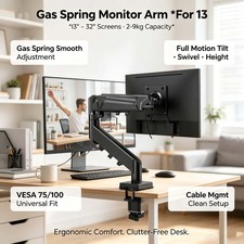 13"-32" Screens Single Monitor Arm Desk Mount Stand Bracket with Clamp UK