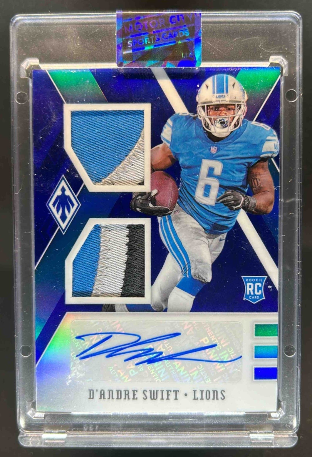 D'Andre Swift Panini Phoenix Rps Rookie Auto Dual Jersey #DS Prime Blue
