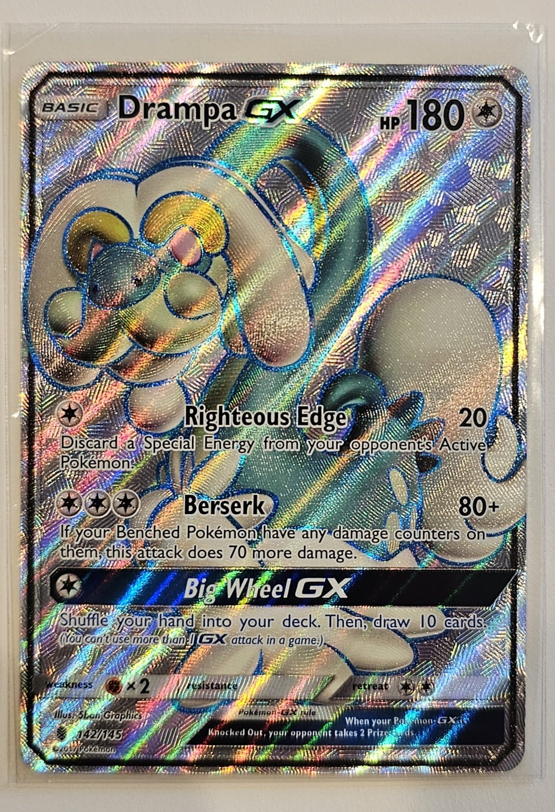 Drampa GX 142/145 - Pokemon TCG Guardians Rising Sun Moon Full Art Rare Card NM