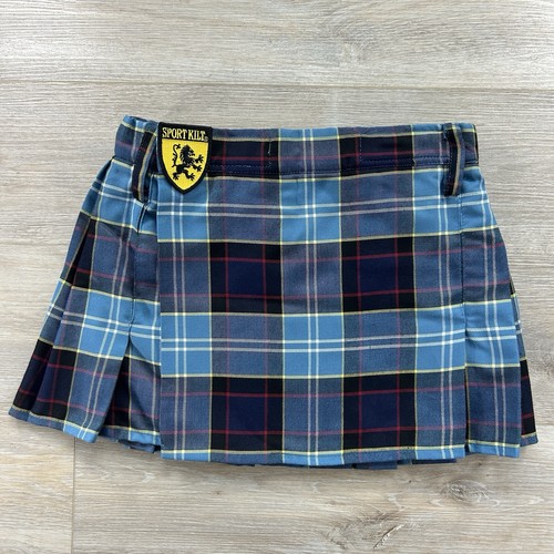 Sport Kilt Women’s Medium Adjustable Waist Blue Plaid Scottish Highland Kilt USA