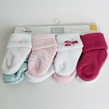 Hudson Baby Girls Socks, 8-Pairs, White Soft Colors, 6-12M