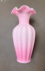 Fenton Pink Burmese Ribbed Vase* 11" Melon