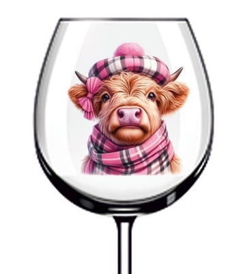 12x bunte Weihnachten Baby Highland Kuh Vinyl Aufkleber Abziehbild Weinglas Van Auto