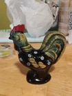Fenton Black Rooster Art Glass Folk Art Hand painted Figurine Signed 5"
