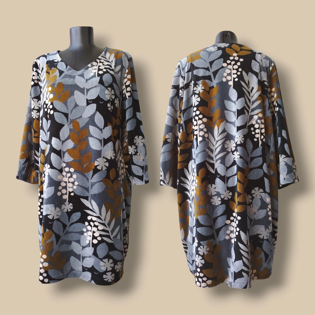 LaovanIn Abito Lungo Casual Donna In Cotone A Coste - Manica Lunga Con Tasche - Grigio XX-Large - Vestito Midi Invernale