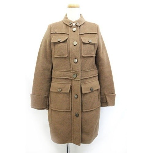 Kemit Women's Brown Wool-Cashmere Blend Mid-Length Trench Coat Vintage-image
