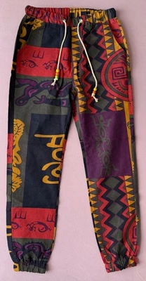 Farbenfrohe nepalesische Hose mit Holzperlen Baumwolle/Leinen Gr. DE S (Asien M) - Bild 1 von 4