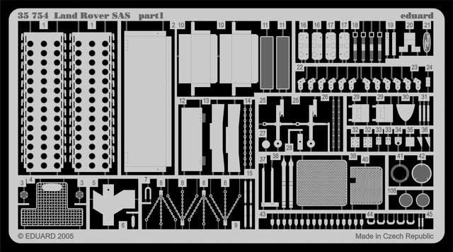Eduard Accessories 35754 - 1:35 Land Rover SAS for Tamiya 35076 Kit - Etched