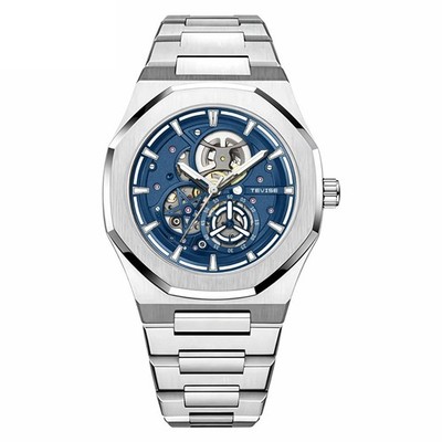 TEVISE Men's Automatic Mechanical Wristwatch Skeleton Luminous Gift Small Second