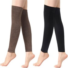 2 Pairs Warm Leg Warmers, Womens Winter Over Knee High Footless Socks Knit Wa...