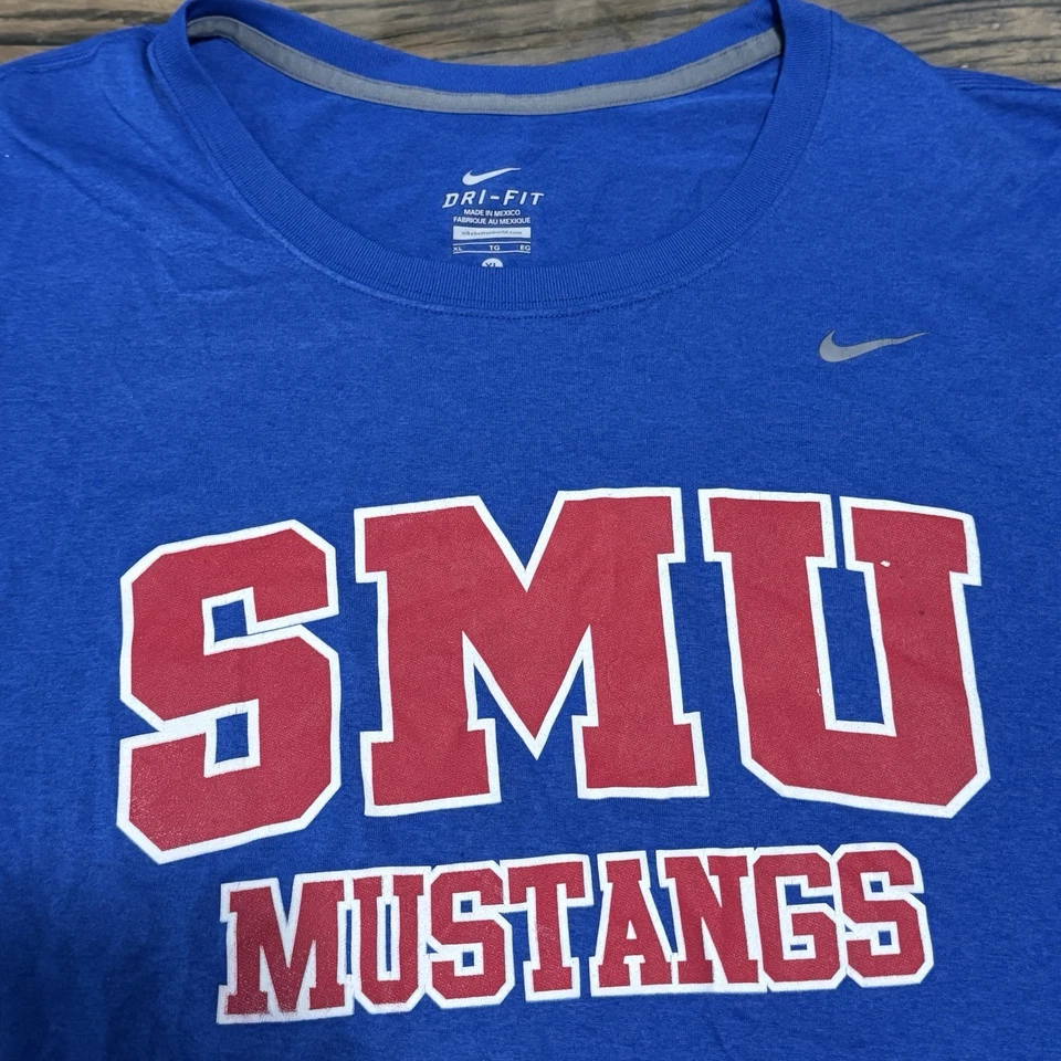 SMU Nike Mujeres Adulto XL Azul Manga Larga Camiseta Mustangs Fútbol Universidad Foto 3 de 4