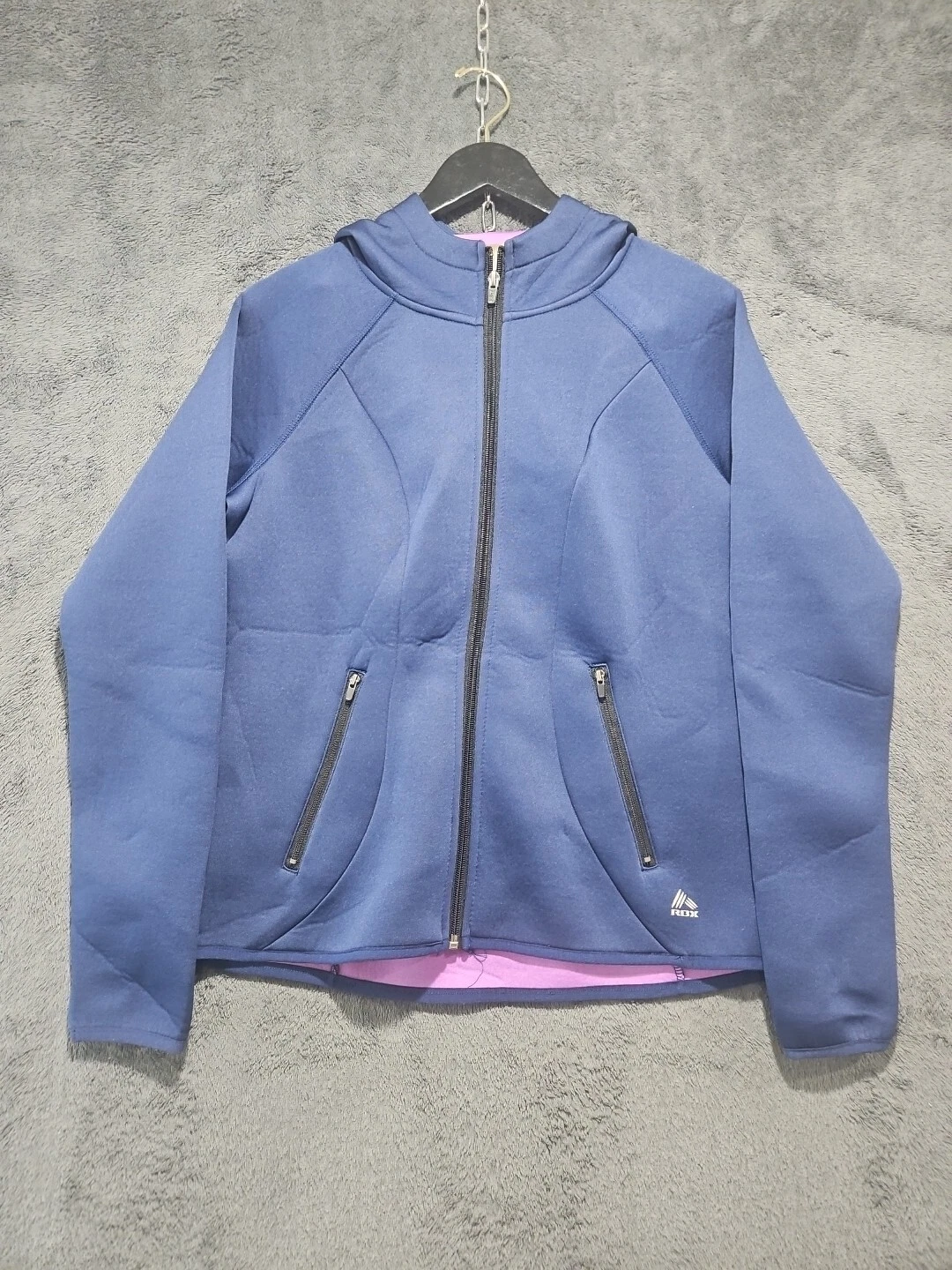 VETEMENTS Giacca con cappuccio RBX Athletic Performance donna blu navy leggera full zip med