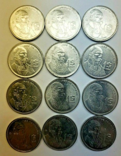 Mexico 1984 12 PESO Coins AU+ Lustre w/ Famous Jose Maria Morelos & Eagle T1 Y - 第 3/6 張圖片